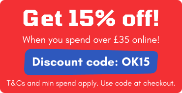 Get 15% off on your order when using the code OK15 at the checkout! T&Cs apply.