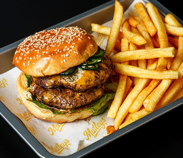 Smashed burger served at Mutleys (Barking)