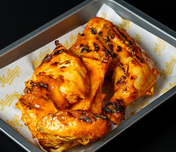 Half roast chicken served at Mutleys (Barking)