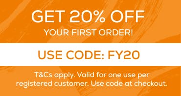 Get 20% off your first online order using the code FY20! T&Cs apply. Use code at checkout.