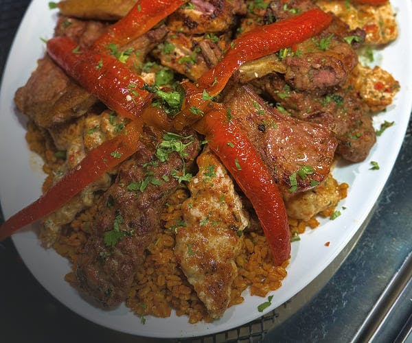 Adana kebab served at Azur (Crystal Palace)