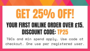 Get 25% off your first online order using the discount code at checkout! T&Cs and £15 min spend apply.
