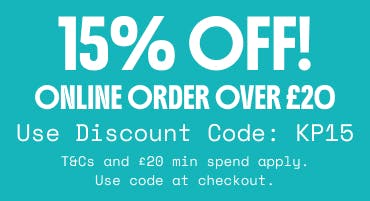 Get 15% off your online order using the discount code at the checkout. T&Cs apply.