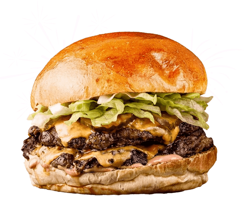 Juicy stacked burgers available for collection and delivery at Loaded Stack Bunz (Leicester)