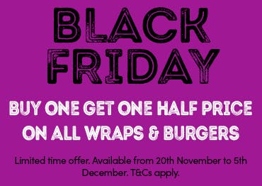 Order from Royal Rooster this Black Friday and get an amazing deal on wraps and burgers!