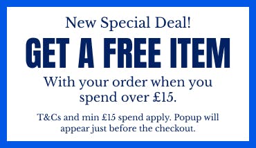 Get a free item with your order when you spend over £15! T&Cs apply. Popup appears at checkout.