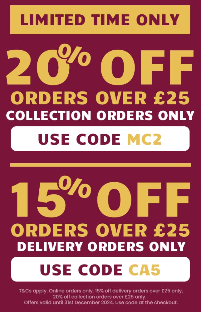 Order from Chillies Indian Cuisine and get a discount on your orders for collection and delivery with our code