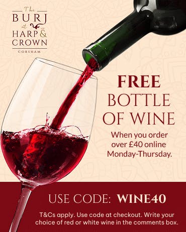 Free bottle of wine when you spend over £40 online Mon-Thur, use code WINE40