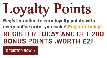 Register today and earn loyalty points for every order you make!