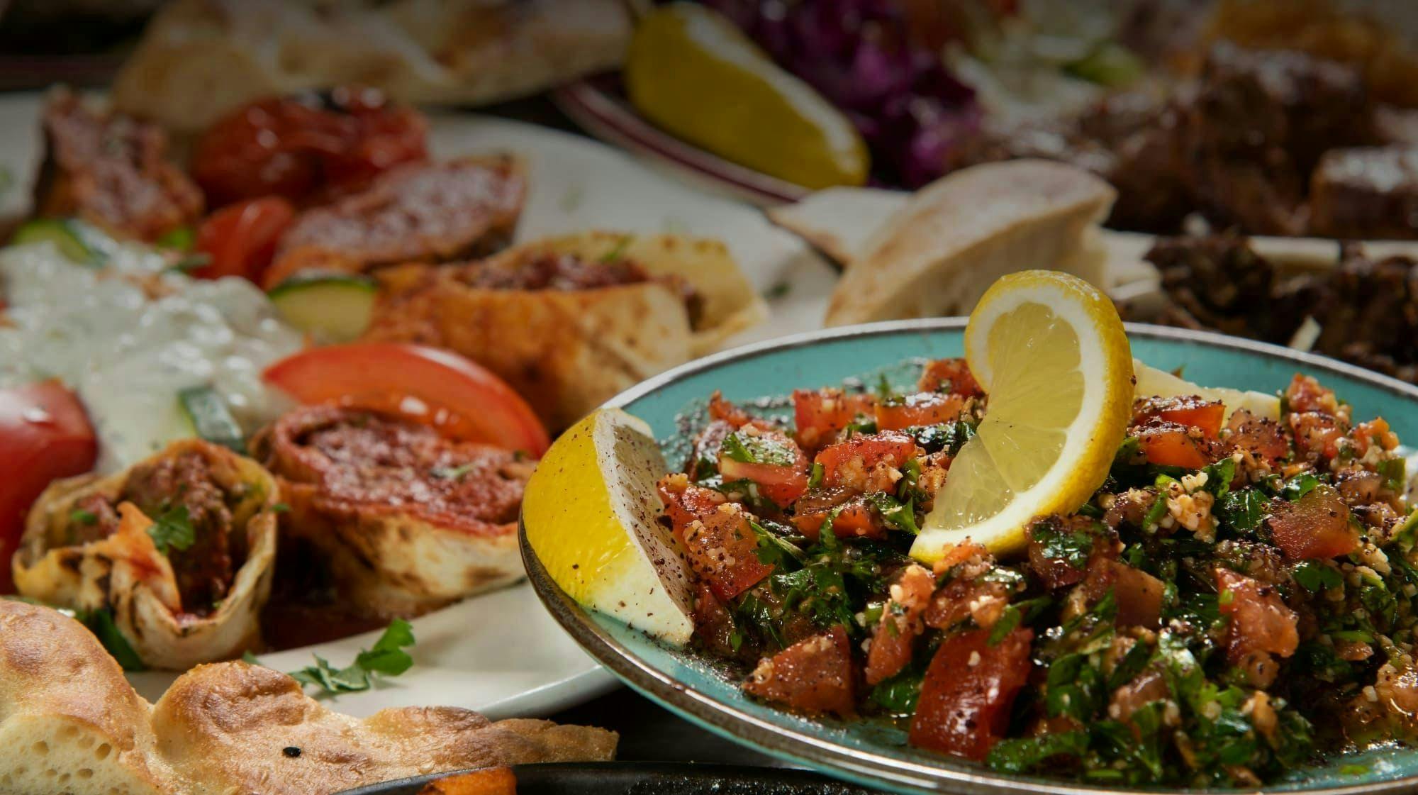 Turkish salad and pide served at Levante Lewisham (Restaurant)