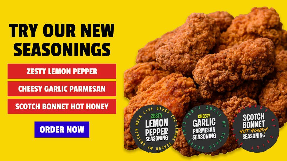 Try our new seasonings today by ordering online from Chicken King!
