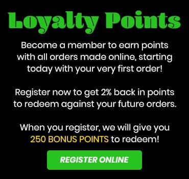Register online to start earning loyalty points with every online order.