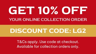 Get 10% off your collection order using the discount code at the checkout. T&Cs apply. Get 10% off your collection order using the discount code at the checkout. T&Cs apply.