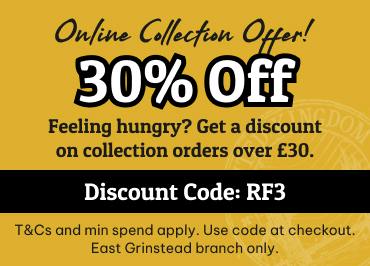 Get 30% off your online collection order using the discount code at the checkout. East Grinstead only. Get 30% off your online collection order using the discount code at the checkout. East Grinstead only.