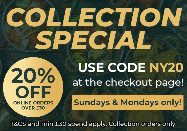 20% off your online collection order Sundays & Mondays.